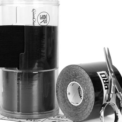 3 Pack Kinesiology Tape Pro with Portable Box for Sports Athletes - 2 inch+ 3 inch 16 FT Waterproof Athletic Tape for The Knee, Elbow and Shoulder Muscles, etc. (Black)