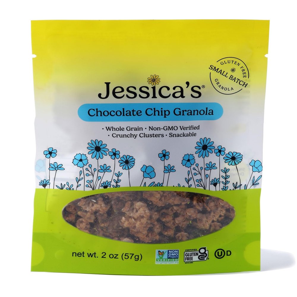 Jessicas Chocolate Chip Granola - Packs of 10 (2oz Snack Bags) - Handmade, Non-GMO, Gluten-Free, Whole Grain