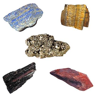 Geode Presents Natural Amethyst Sodalite Red Jasper Citrine Pyrite Raw Stone Crystal Rough Stones for Reiki and Crystal Stones Combo Pack of 100#Aport-439