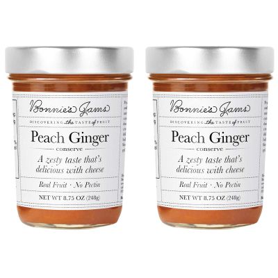 Bonnie's Jams Peach Ginger Jam, 17.5 oz, Made with Delicious Peaches and Zesty Ginger, Twice the Fruit-Half the Sugar, No Pectin Added (2-Pack)