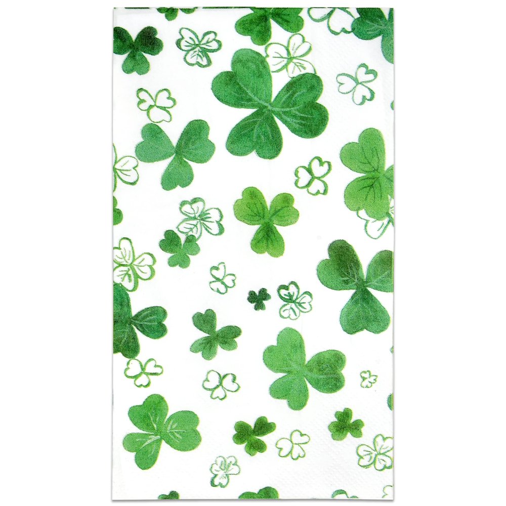 Gift Boutique 100 St Patrick's Day Shamrock Guest Napkins Disposable Paper Pack Green Clover Shamrocks Saint Patrick Napkin Holiday Bathroom Powder Room Party Decorative Fingertip Towels