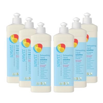 Sonett Organic Dishwashing Liquid, All Purpose Cleaner Sensitive Skin For People With Allergies 17 Fl.Oz (Pack of 6))