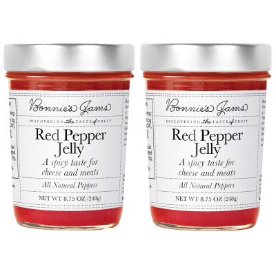 Bonnie's Jams Red Pepper Jam, 17.5 oz, Zesty and Delicious, Perfect Pairing for Creamy or Sharp Cheese, Includes Sweet Red Peppers, Twice the Fruit-Half the Sugar (2-Pack)