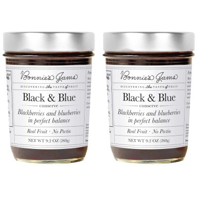 Bonnie's Jams Black and Blue Jam, 17.5 oz, Made with Lush Purple, Sun-Ripened Blueberries and Blackberries, Twice the Fruit-Half the Sugar, No Pectin Added (2-Pack)