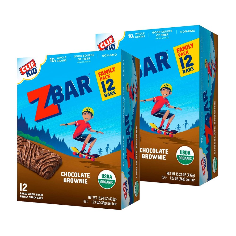 CLIF KID ZBAR - Organic Granola Bars - Chocolate Brownie - Non-GMO - Organic -Lunch Box Snacks (1.27 Ounce Energy Bars, 12 Count, 2-Pack)