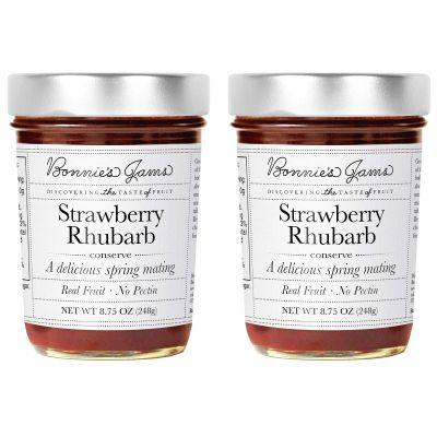 Bonnie's Jams Strawberry Rhubarb Jam, 17.5 oz, Made with Fresh Rhubarb and Strawberries, Twice the Fruit-Half the Sugar, No Pectin Added (2-Pack)