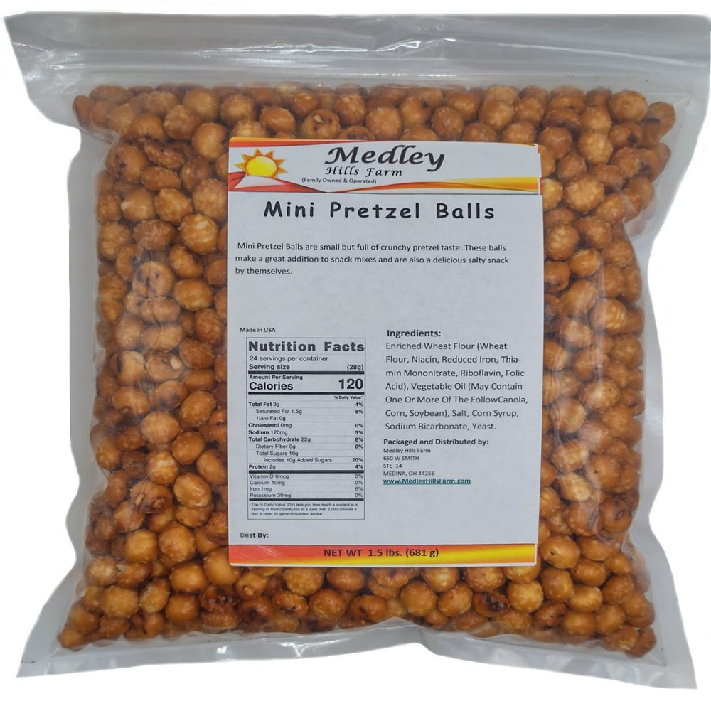 Medley Hills Farm Mini Pretzel Balls - Pretzel rounds - Nuggets - in Resealable Bag - 1.5 lbs