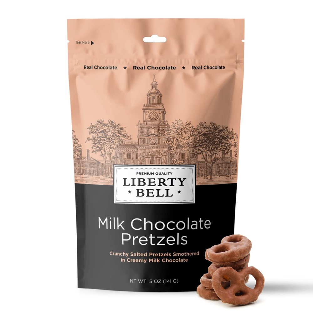 Liberty Bell Real Milk Chocolate Covered Mini Pretzels, 5 Ounce Bag