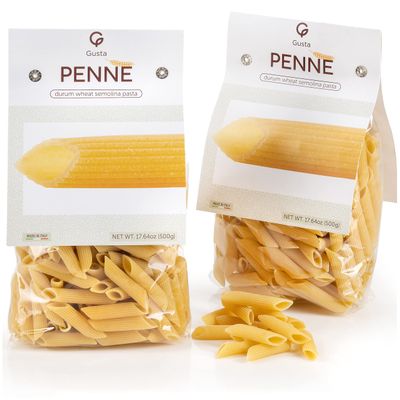 Gusta Penne Rigate Pasta - Premium Italian Pasta from Italy - Durum Wheat Semolina Organic "Al Dente" Pasta - Non-GMO & Gourmet Pasta - Family Owned Brand - 17.64oz / 500g (2 Pack)