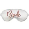 Bride Sleep Masks - Bronze Sparkle Glam Bride White Satin Eye Mask - Honeymoon Gift for Her - White Mask view 1