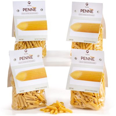 Gusta Penne Rigate Pasta - Premium Italian Pasta from Italy - Durum Wheat Semolina Organic "Al Dente" Pasta - Non-GMO & Gourmet Pasta - Family Owned Brand - 17.64oz / 500g (4 Pack)