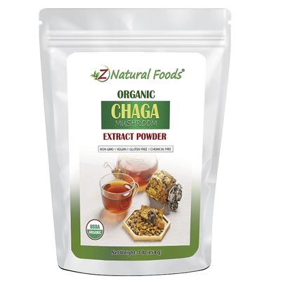 Z Natural Foods Organic Chaga Mushroom Extract Powder, Concentrated Premium Mushroom Extract for Coffee and Tea, 1 lb