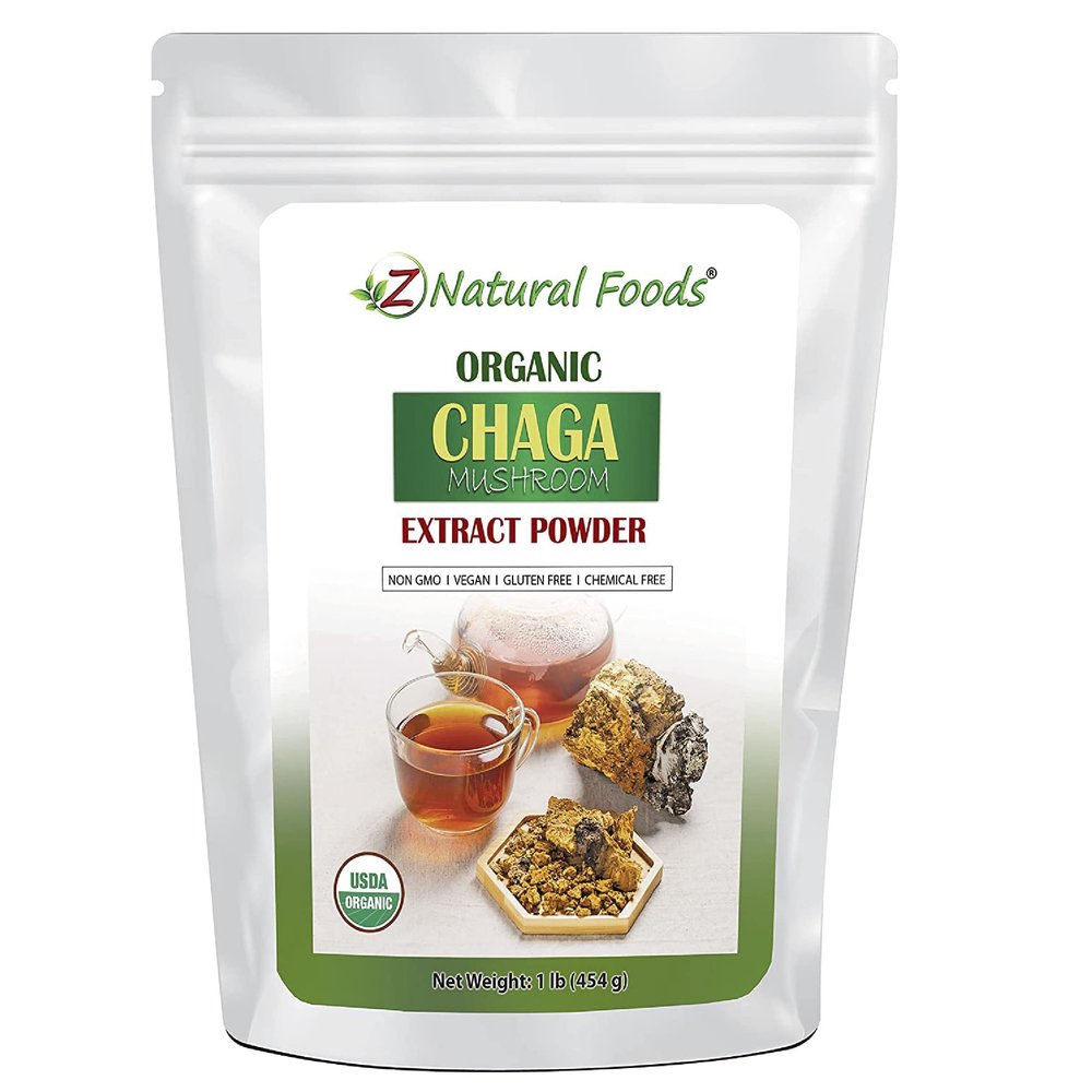 Z Natural Foods Organic Chaga Mushroom Extract Powder, Concentrated Premium Mushroom Extract for Coffee and Tea, 1 lb
