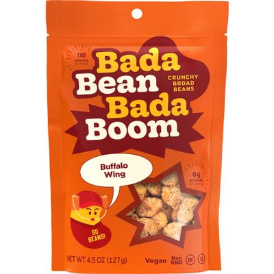 Bada Bean Bada Boom, Crunchy Roasted Broad Bean Snacks (Fava), High Protein, Vegan, Gluten-free - 110 Calorie Packs, Buffalo Wing, 4.5 Ounce (Pack of 6)