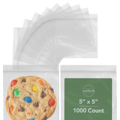 Seal Fresh 5 x 5 Inch Resealable Plastic Bags 1000 Pack  Clear Reclosable Snack Bags with Zipper Seal Top for Treats, Crafts, Small Parts, Storage
