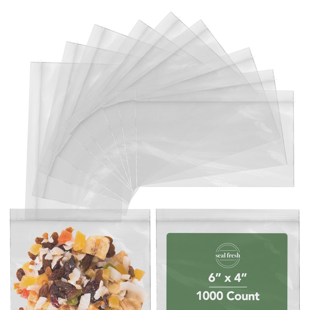 Seal Fresh 6 x 4 Inch Resealable Plastic Snack Bags 1000 Pack  Clear Reclosable Bags with Zipper Seal for Treats, Small Food Storage, Crafts, Party Favors