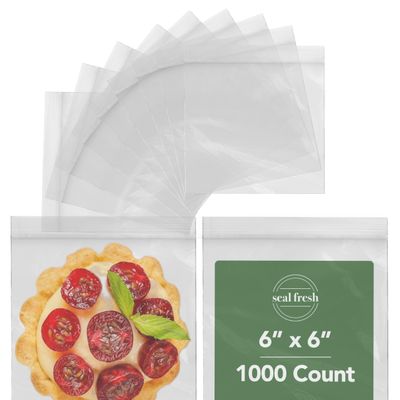 Seal Fresh Sandwich Zip Bags  6x6 Inches (1000 Count), 2 Mil  Clear Plastic Reclosable LDPE Poly Baggies with Resealable Lock Seal Zipper  For Snacks, Cookies, Candies, Treats, Pastries, Party