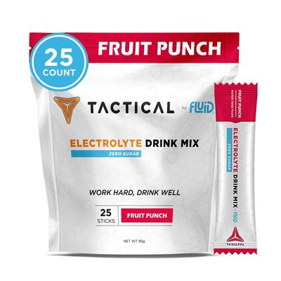 Fluid Tactical - 25 Count Zero Sugar Electrolyte Powder | Fruit Punch | Travel Ready Drink Mix | Extreme Re-Hydration