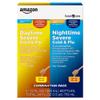 Amazon Basic Care Honey Flavor Daytime and Nighttime Severe Cold and Flu Relief, Liquid Medicine Combo Pack, 24 Ounces view 1