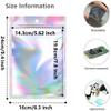 100 Pcs 6.3 x 9.4 Inch Resealable Mylar Bags Smell Proof Pouch Aluminum Foil Packaging Plastic Bag,Mylar Storage Bags For Candy,Jewelry,Screw,Holographic Rainbow Color view 2