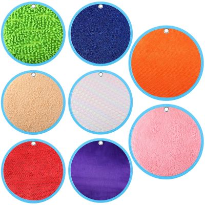 Boao 8 Set Mini Sensory Mats Assorted Textured Play Mats Sensory Floor Tiles Educational Tactile Toys for Activity(8.7 Inch,Round)