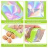 JTIEO 50Pcs Resealable Bags for Food Storage 4.7x7.9Inch Holographic Bags with Clear Window Foil Pouch Packaging Bag Self Sealing Bag for Party Favors, Lipgloss, Jewelry, Candy Green view 2