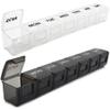 2 Pack Weekly Pill Organizer, Large 7 Day Pill Case, Daily Vitamin Case Medicine Box, AM/PM Pill Containers for Medicine Supplements Fish OilWhite & Black view 1