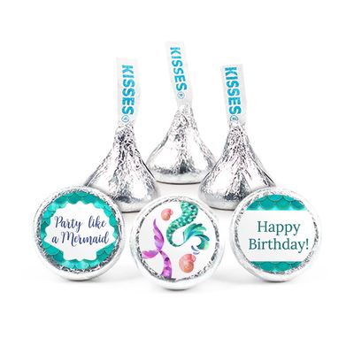 324ct Mermaid Kid's Birthday Stickers for Kisses Pink & Purple Party Supplies - DIY