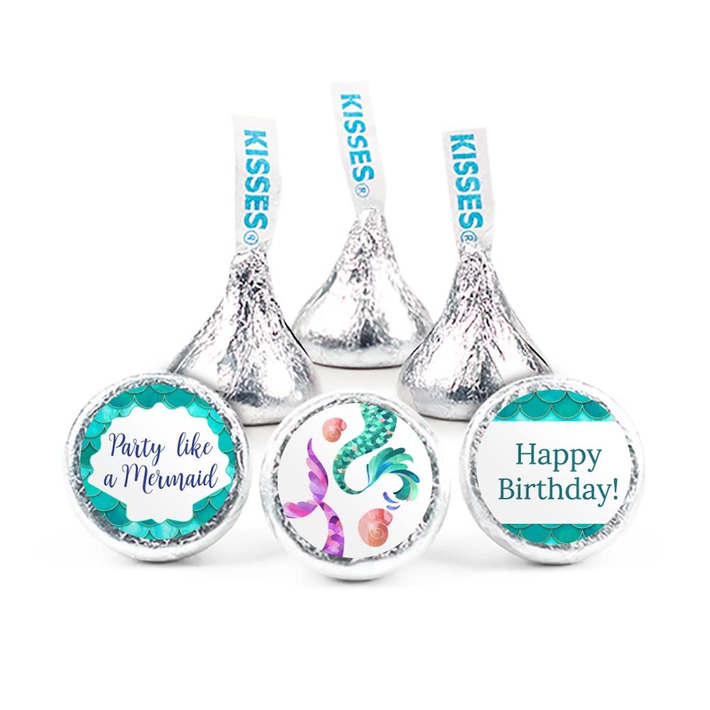 324ct Mermaid Kid's Birthday Stickers for Kisses Pink & Purple Party Supplies - DIY