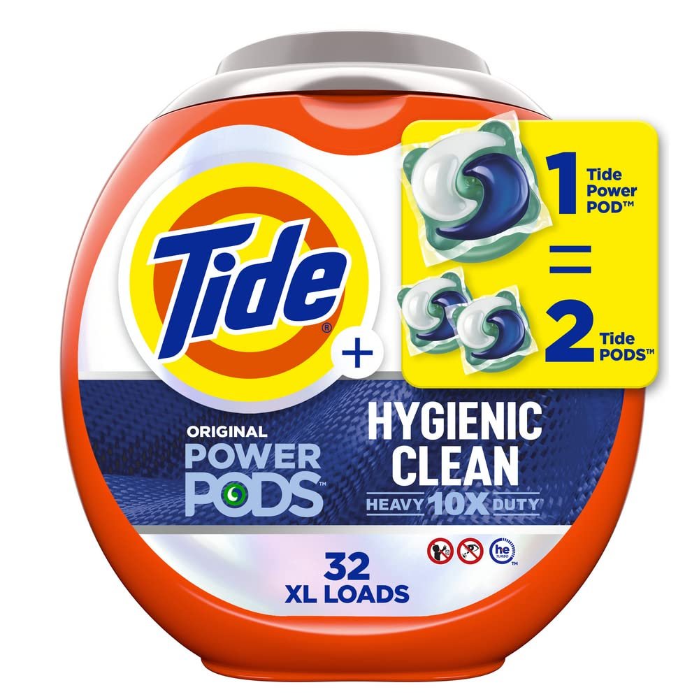 Tide Hygienic Clean Power PODS Laundry Detergent Pacs, Original Scent, 32 Count, Removes Visible and Invisible Dirt