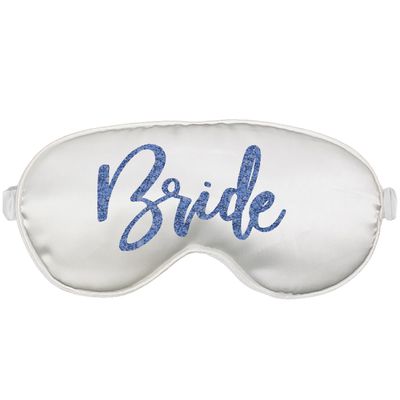 Something Blue Honeymoon Gifts for Bride to Be - Navy Blue Sparkle Glam Bride Satin Sleep Mask - Bachelorette Party Gifts - White Eye Mask(NVY GlmBrd) Wht