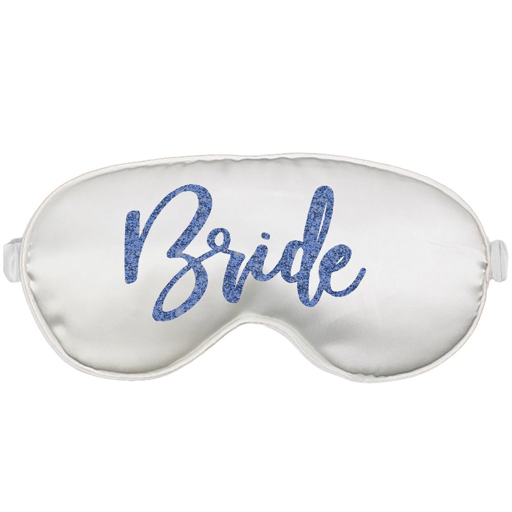 Something Blue Honeymoon Gifts for Bride to Be - Navy Blue Sparkle Glam Bride Satin Sleep Mask - Bachelorette Party Gifts - White Eye Mask(NVY GlmBrd) Wht