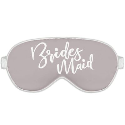 Bridesmaid Proposal Gifts - White Glam Bridesmaid Satin Sleep Mask - Bridal Party Favors - Silver Grey w/White Piping Eye Mask