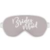 Bridesmaid Proposal Gifts - White Glam Bridesmaid Satin Sleep Mask - Bridal Party Favors - Silver Grey w/White Piping Eye Mask view 1