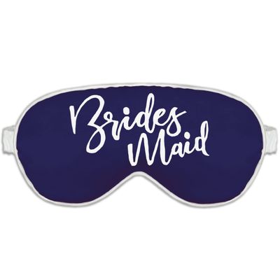 Bridesmaid Proposal Box - White Glam Bridesmaid Satin Sleep Mask - Bridal Party Gifts - Navy Blue w/White Piping Eye Mask