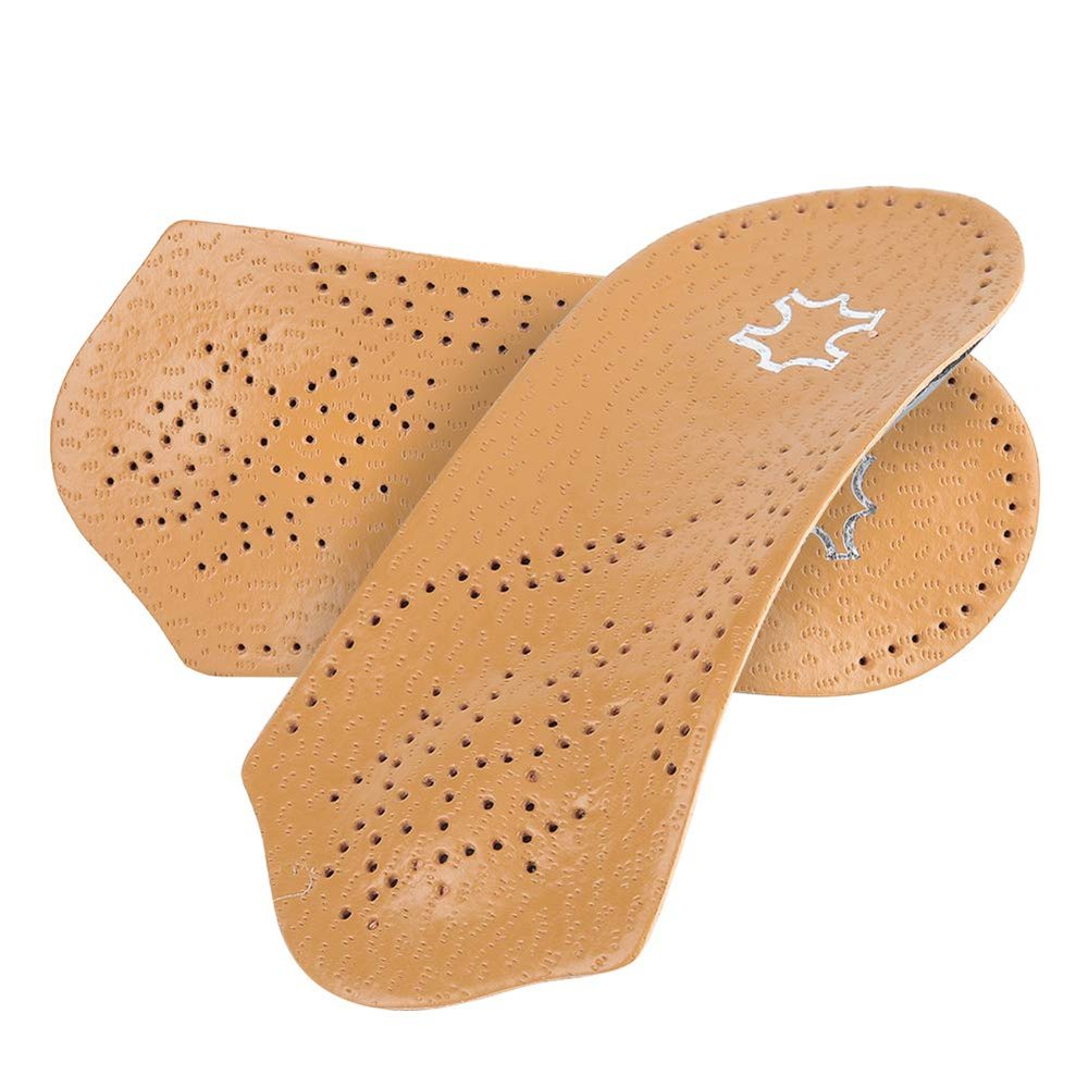3/4 Insole Leather Insole, Orthotic Arch Support Shoe Inserts Insoles,for Plantar Fasciitis Arch Support for Flat Feet and Running,for Flat Feet,Feet Pain,Plantar Fasciitis(41/42-Brownish Yellow)