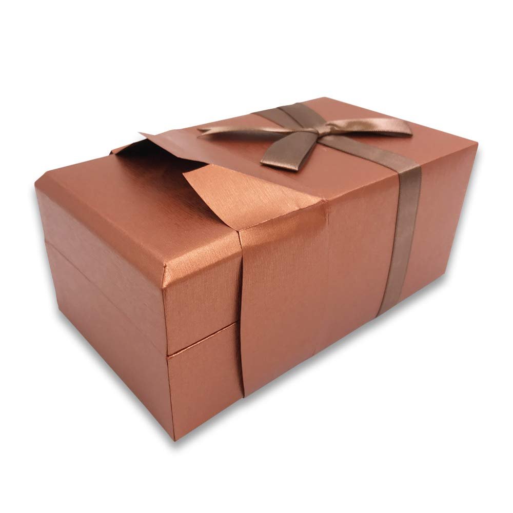 N'icePackaging - Pre-Wrapped Paper Jewelry Gift Box with Pre-Folded Bow-Tie Sleeve and Velvet Insert (3 Qty Watch (Pillow), Copper-Cream)