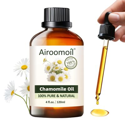 Airoomoil Chamomile Essential Oil for Diffuser & DIY, 100% Pure Chamomile Oil, Gentle Floral Aroma for Bedroom, Suitable for Skin Dilution, Aromatherapy, Blending & Crafting, Large 4 fl oz / 120 ml