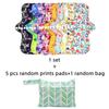 Asenappy Reusable Menstrual Pads - Bamboo Charcoal Menstrual Heavy Incontinence Pads |Sanitary Pads - Pack of 5, 1 Cloth Mini Wet Bag view 2
