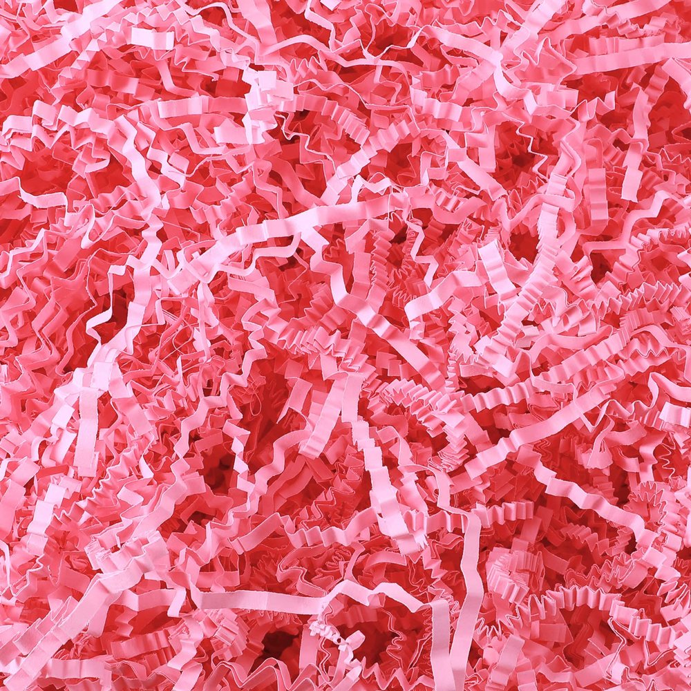 Outus 1lb Pink Crinkle Paper Filler Shredded Paper for Gift Baskets Valentine's Day Basket Stuffers Tissue Grass for Wedding Birthday Wrapping Boxes Bags