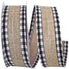1.5" x 10yds - Natural with Gingham Wired Edge view 1