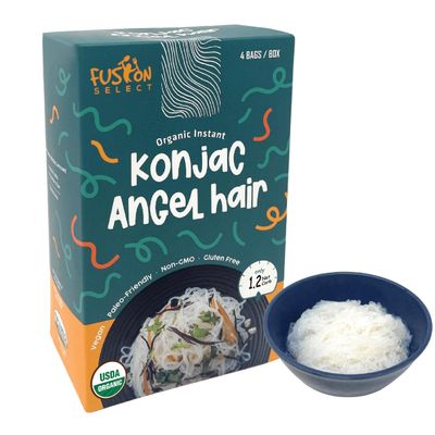 Fusion Select Konjac Noodles - Shirataki Angel Hair Plant-Based Substitute - Healthy Diet Pasta - Rich in Fiber - Vegan, Keto, Paleo-Friendly, Zero Gluten, Low-Carb & Low-Calorie - 4 Packs