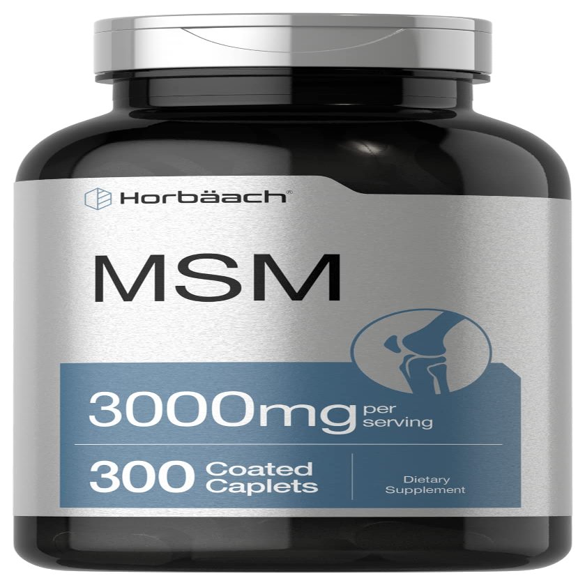 Horbach MSM Supplement | 3000mg | 300 Coated Caplets | Methylsulfonylmethane with Calcium | Vegetarian, Non-GMO, Gluten Free
