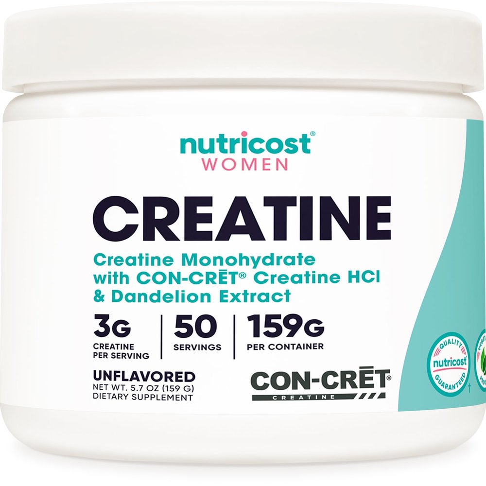 Nutricost Creatine Monohydrate Powder for Women, Micronized, Unflavored, 50 Servings - Vegetarian, Non-GMO, Gluten Free