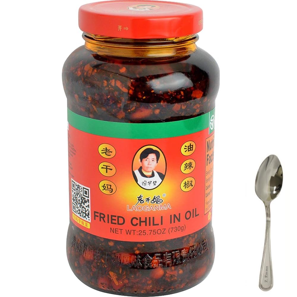 Fried Chili In Oil Sauce 25.75oz/730g, Pack of 3 Comes with 1 Z. Emma spoon