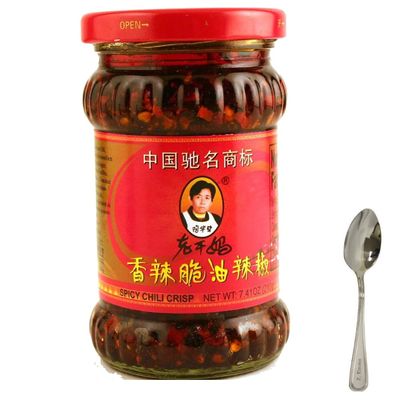 Spicy Chili Crisp Sauce 7.41oz/210g, Pack of 4 with 1 Z. Emma spoon