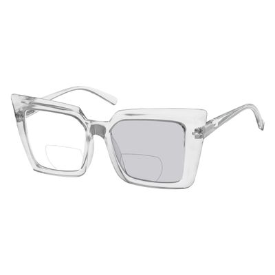 Eyekepper Transition Photochromic Bifocal Readers Reading Glasses for Women Oversized Transparent +3.0