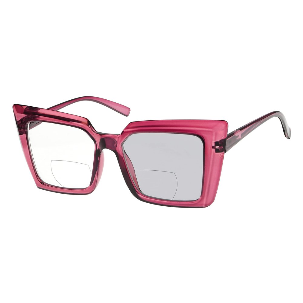 Eyekepper Transition Photochromic Bifocal Readers Reading Glasses for Women Oversized Purple +2.5