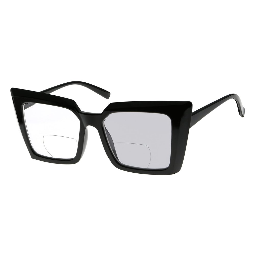 Eyekepper Transition Photochromic Bifocal Readers Reading Glasses for Women Oversized Black +3.5