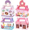 12 Pack Donut Party Favor Boxes Two Sweet Candy Treat Bags Cute Donut Goodie Bags with Dessert Thanks A Hole Bunch Candy Gift Birthday Boxes for Kids Birthday Baby Shower Party Decorations Supplies view 1